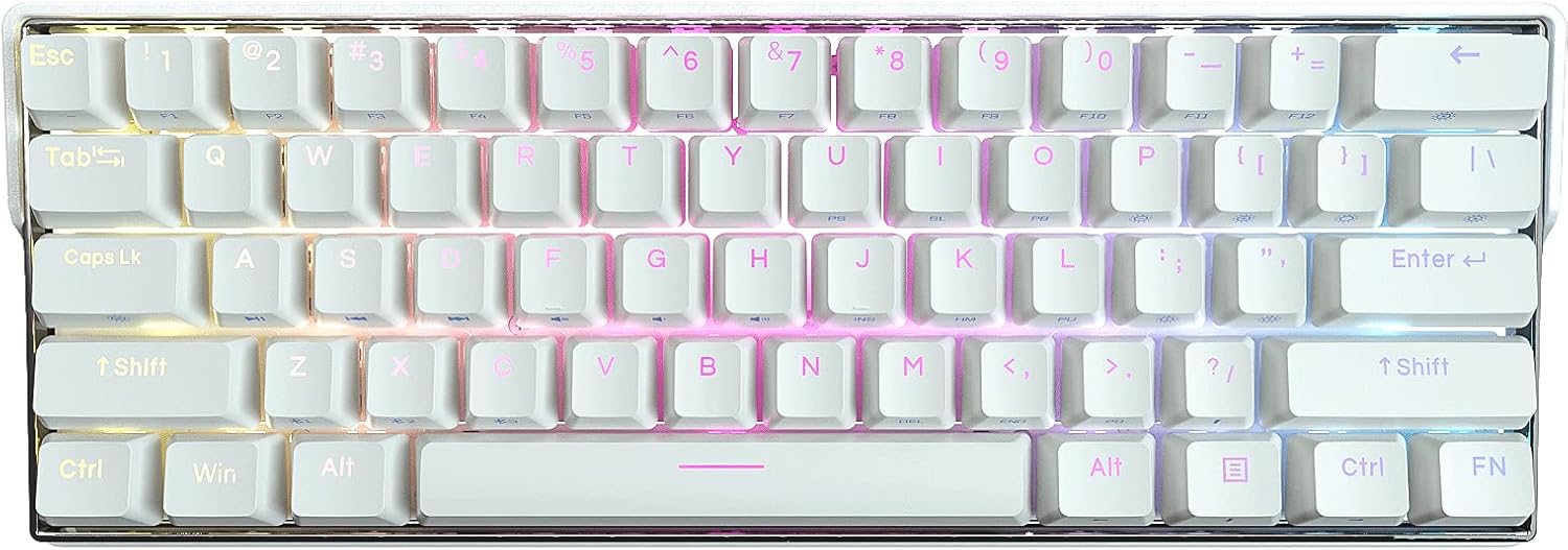 KEMOVE Snowfox Wired/Wireless 60% Mechanical Gaming Keyboard,Hot Swappable Keyboard RGB Backlit PBT Keycaps Full Keys Programmable - 3000mAh Battery (Gateron Red Switch)