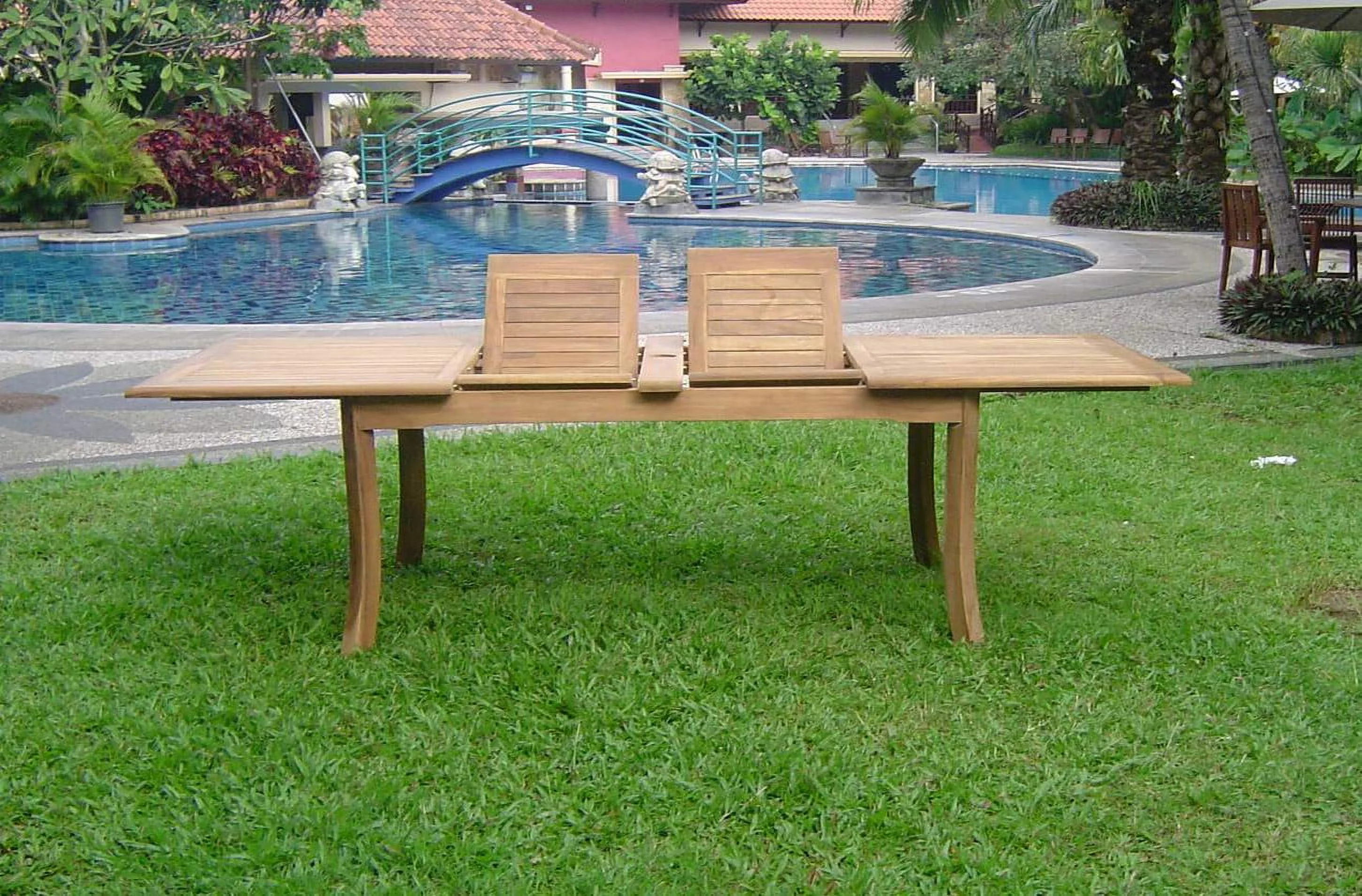 Teak Dining Set:10 Seater 11 Pc - Large 117" Rectangle Table and 10 Hari Stacking Arm Chairs Outdoor Patio Grade-A Teak Wood WholesaleTeak #WMDSHRb