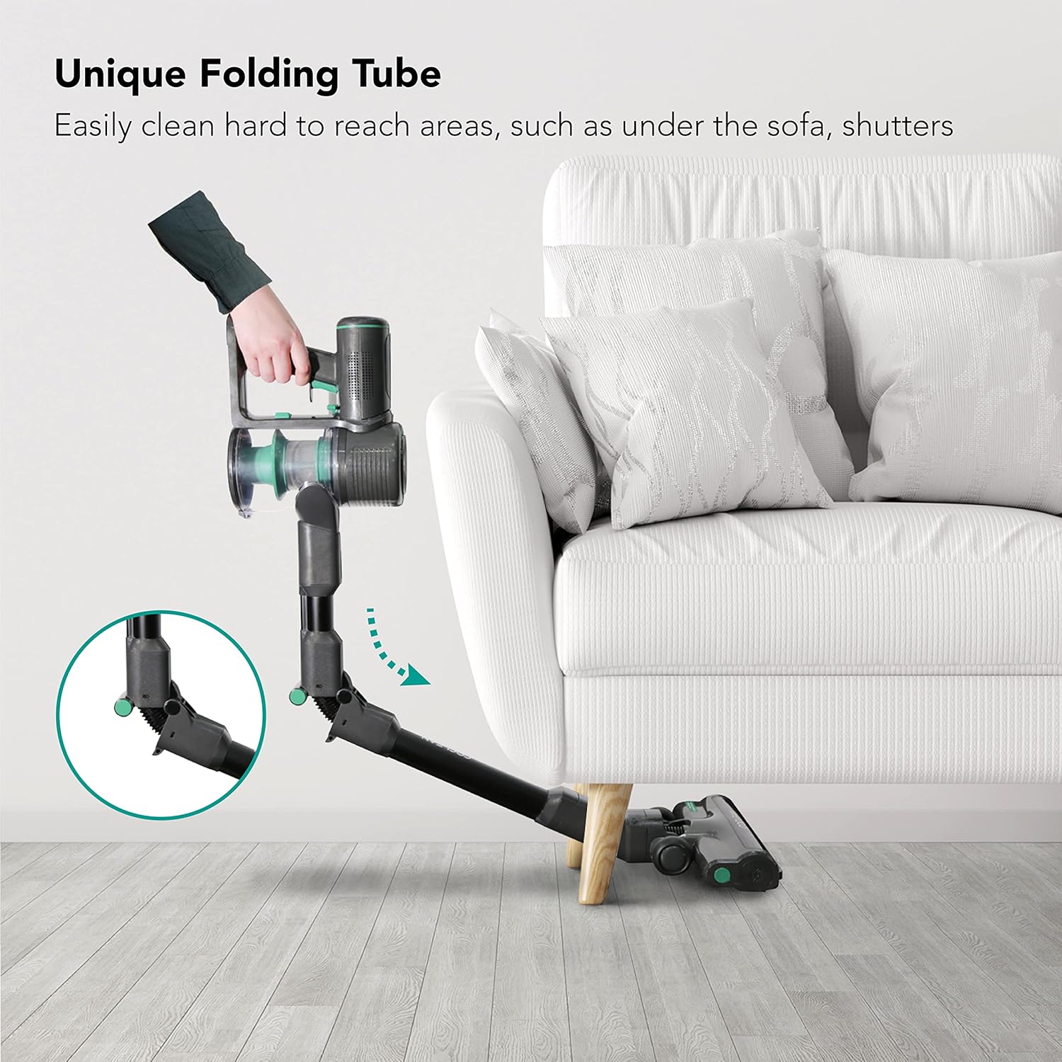 CoClean Cordless Vacuum Cleaner, Smart Stick Vacuum with 400W Brushless Motor, 25Kpa Powerful Suction Up to 60min Runtime, LED Display, Lightweight Cordless Vacuum for Carpet, Hardwood Floor, Pet Hair