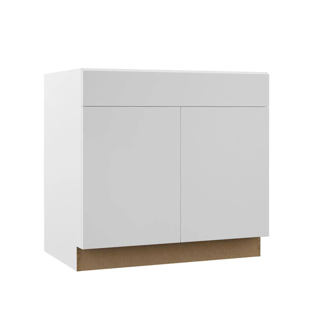 Hampton Bay Designer Series Edgeley Assembled 36x34.5x23.75 in. Accessible ADA Sink Base Kitchen Cabinet in White