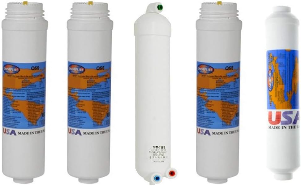 Filter Replacement Kit for Vertex Water Machine EasyPur Reverse Osmosis System with 75 GPD RO Membrane Included