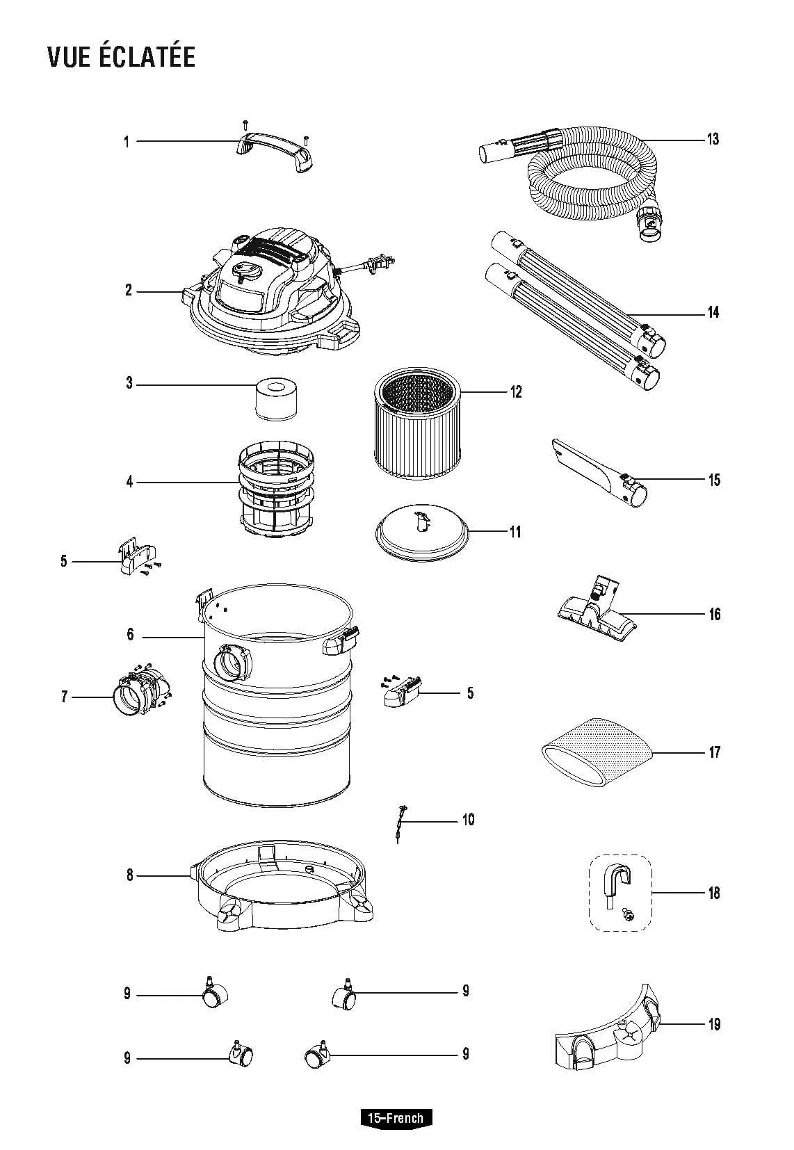 HART 6 Gallon 5 Peak HP Stainless Steel Wet/Dry Vacuum, VOC608S 3702
