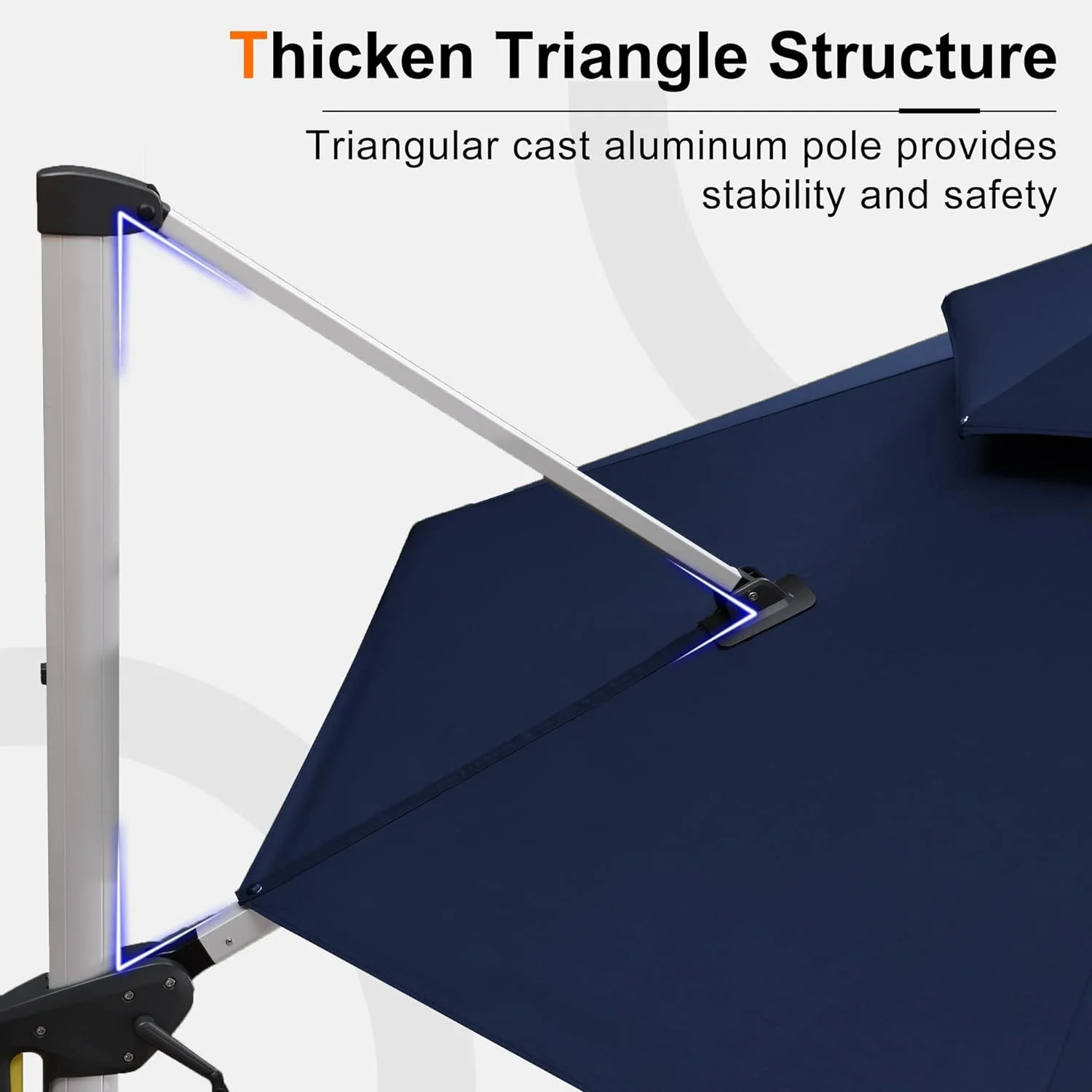 PURPLE LEAF Patio Umbrella 12 Feet Double Top Round Deluxe Offset Hanging Umbrella Outdoor Market Umbrella Garden Umbrella, Navy Blue