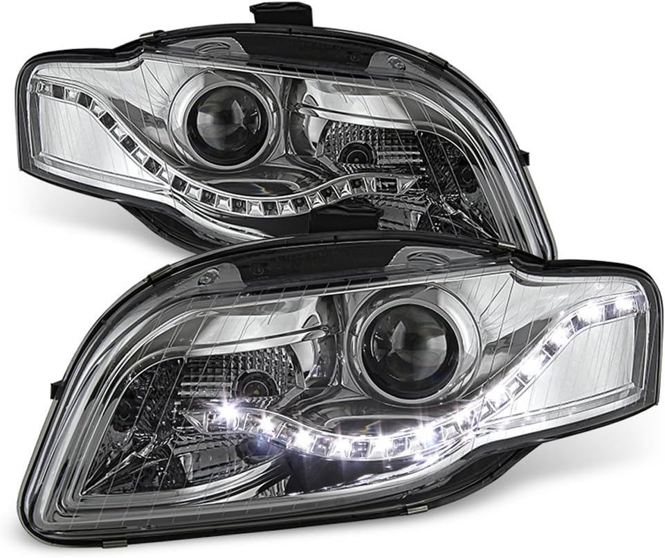 ACANII - For 2006-2008 Audi A4 S4 B7 SMD LED DRL Halogen Type Projector Headlights Driver + Passenger Side