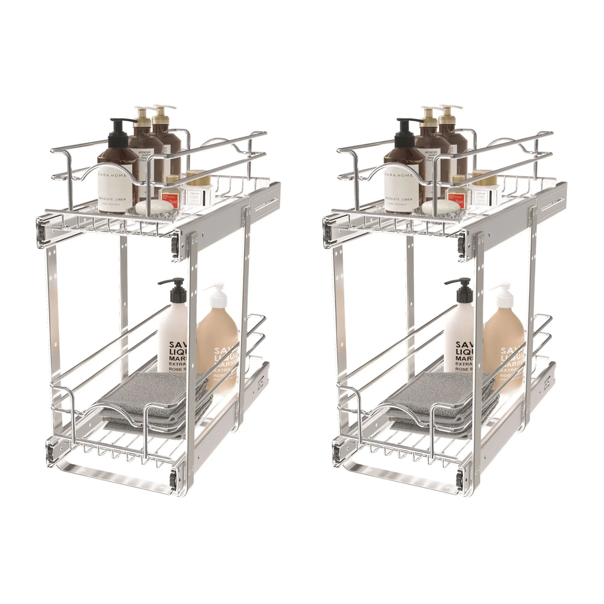 Rev-A-Shelf 5WB2-0918CR-1 2 Tier Wire Pull Out Cabinet (2 Pack) - Curated Treasures Market