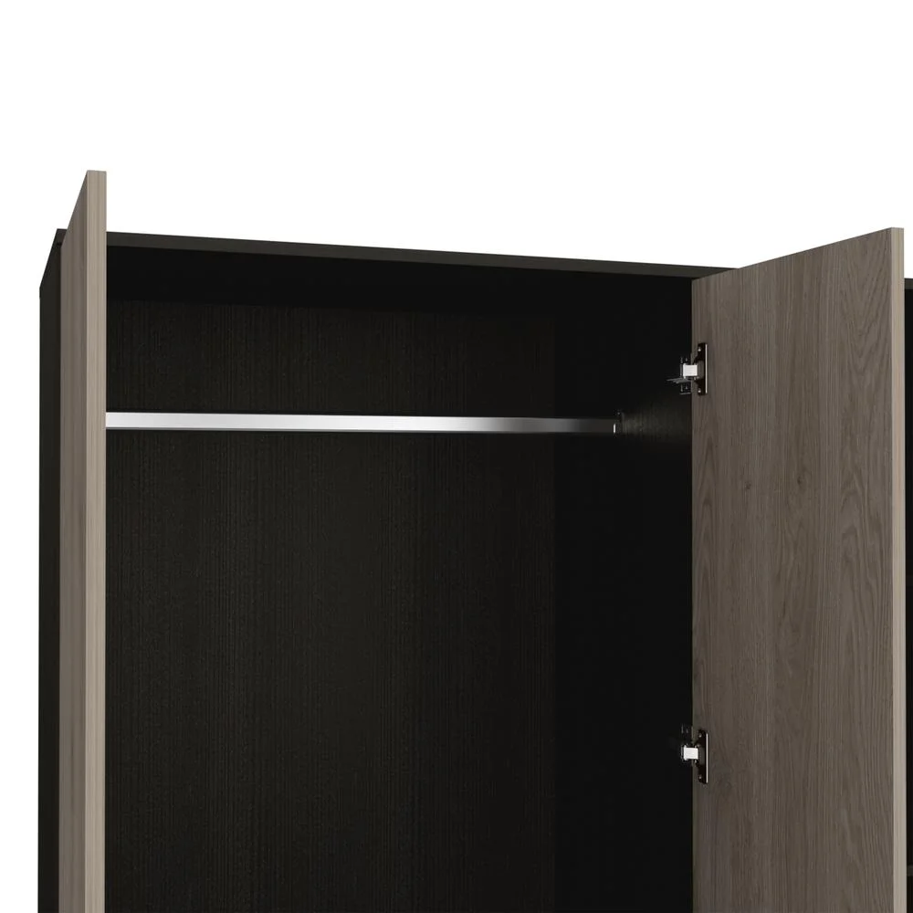 Depot E-Shop DE-CWZ5950 120 in. Gangi Mirrored Armoire, Black & Light Gray
