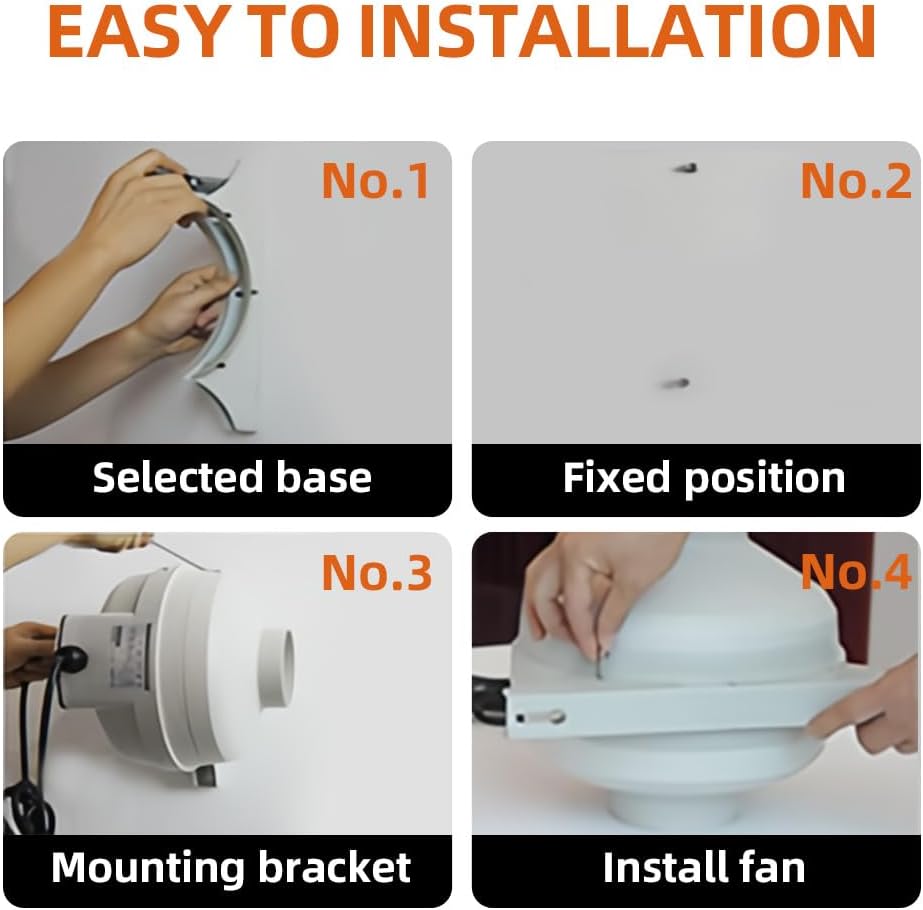 4 Inch Radon Fan, Quiet 260CFM Radon Mitigation System Inline Duct Fan IP67 Waterproof, High Airflow Electric Exhaust Fan for Indoor Outdoor Ventilation