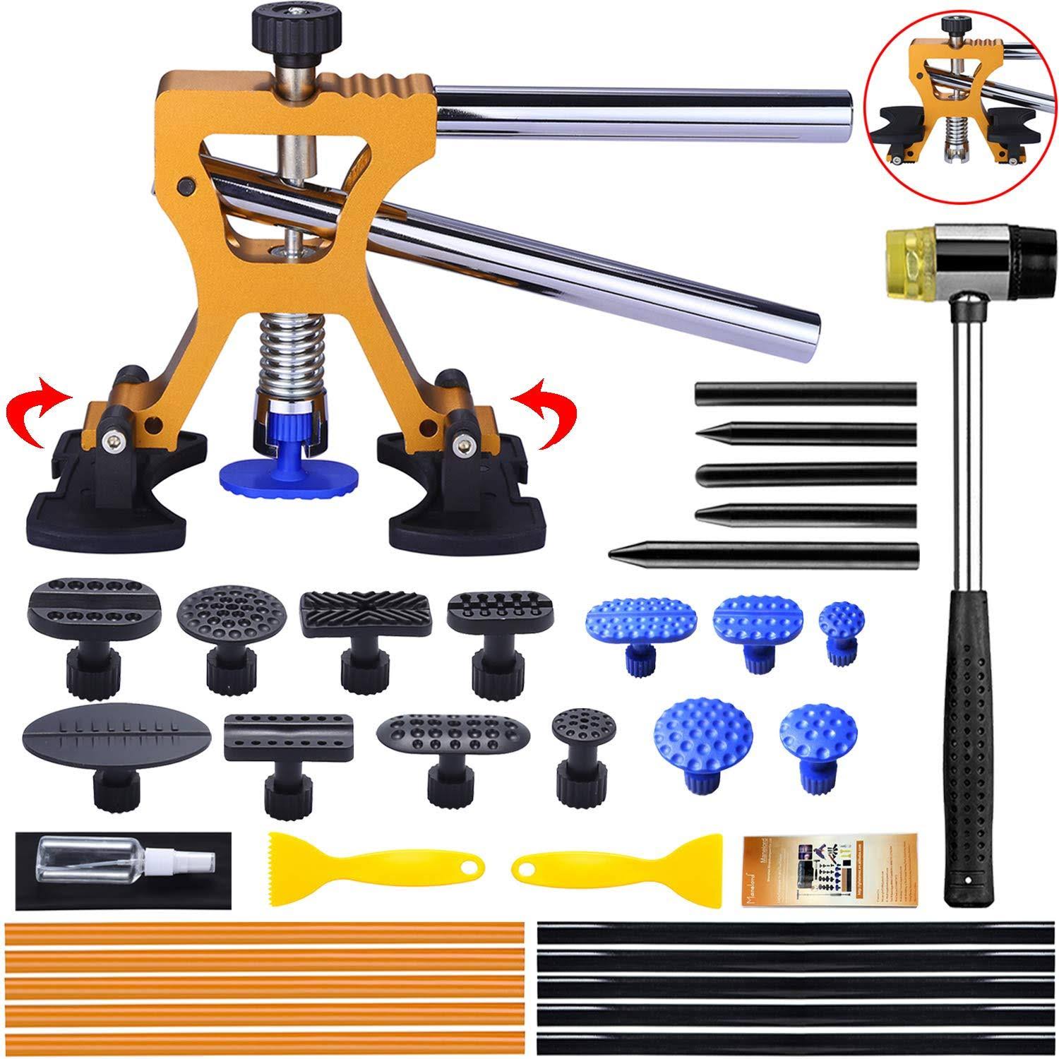 Manelord Auto Body Dent Repair Kit, Car Dent Puller with Golden Dent Puller for Auto Body Dent Removal, Minor Dent and Deep Dent