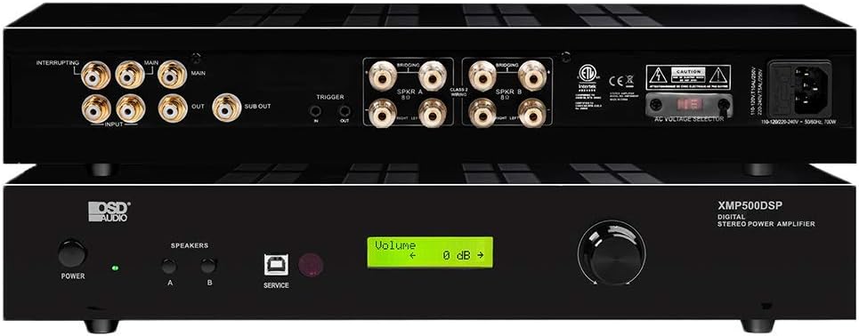 OSD 100W Stereo Amplifier, Dual Source Input, Bass & Treble Control, Auto-On, Class D XMP100