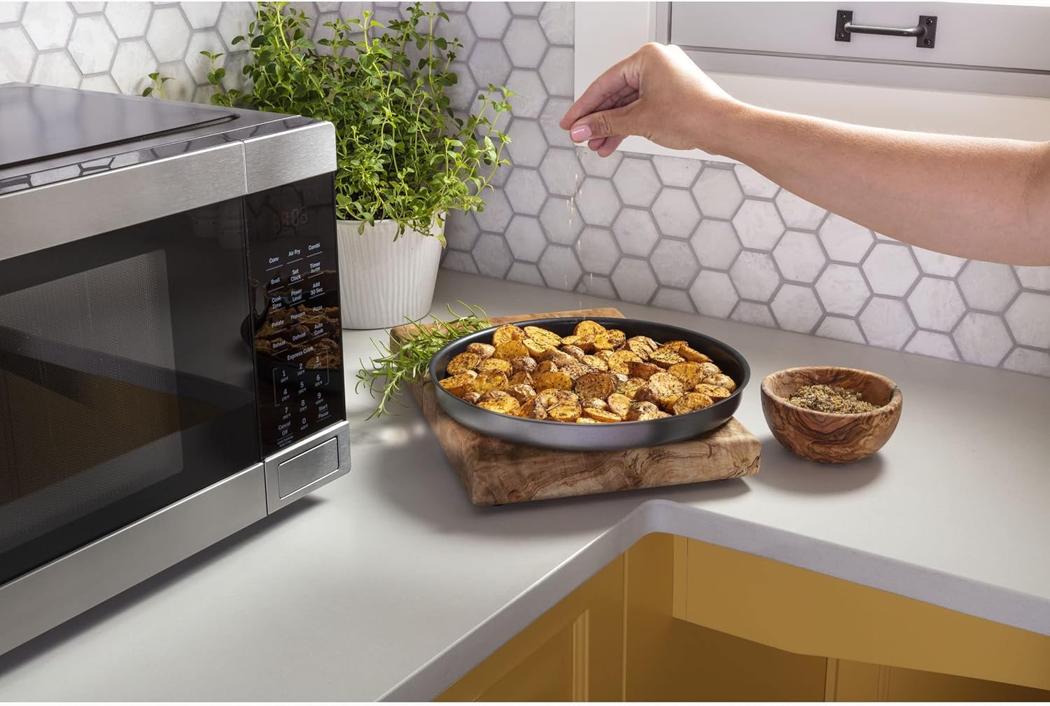 3-in-1 Countertop Microwave Oven Complete With Air Fryer Broiler & Convection Mode 1.0 Cubic Feet Capacity 1050 Watts Kitchen Essentials for the Dorm Room or Countertop,Stainless Steel