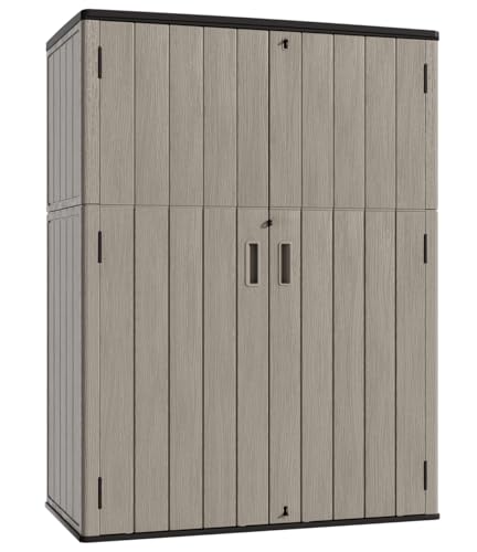 KINYING Horizontal Outdoor Storage Shed,47 Cu.ft Resin Outdoor Storage Cabinet Waterproof for Garden/Patio/Backyards