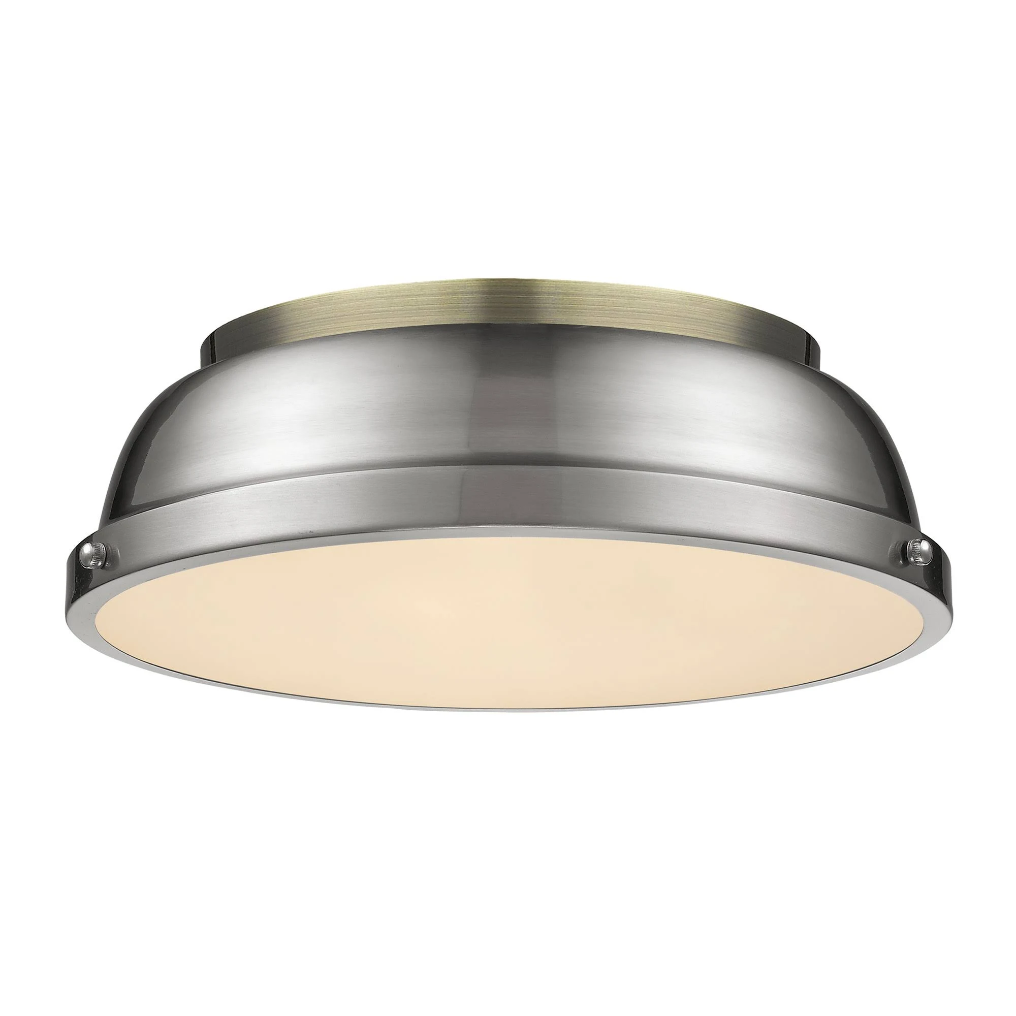 Golden Lighting 3602-14 AB-PW Duncan Flush Mount Aged Brass