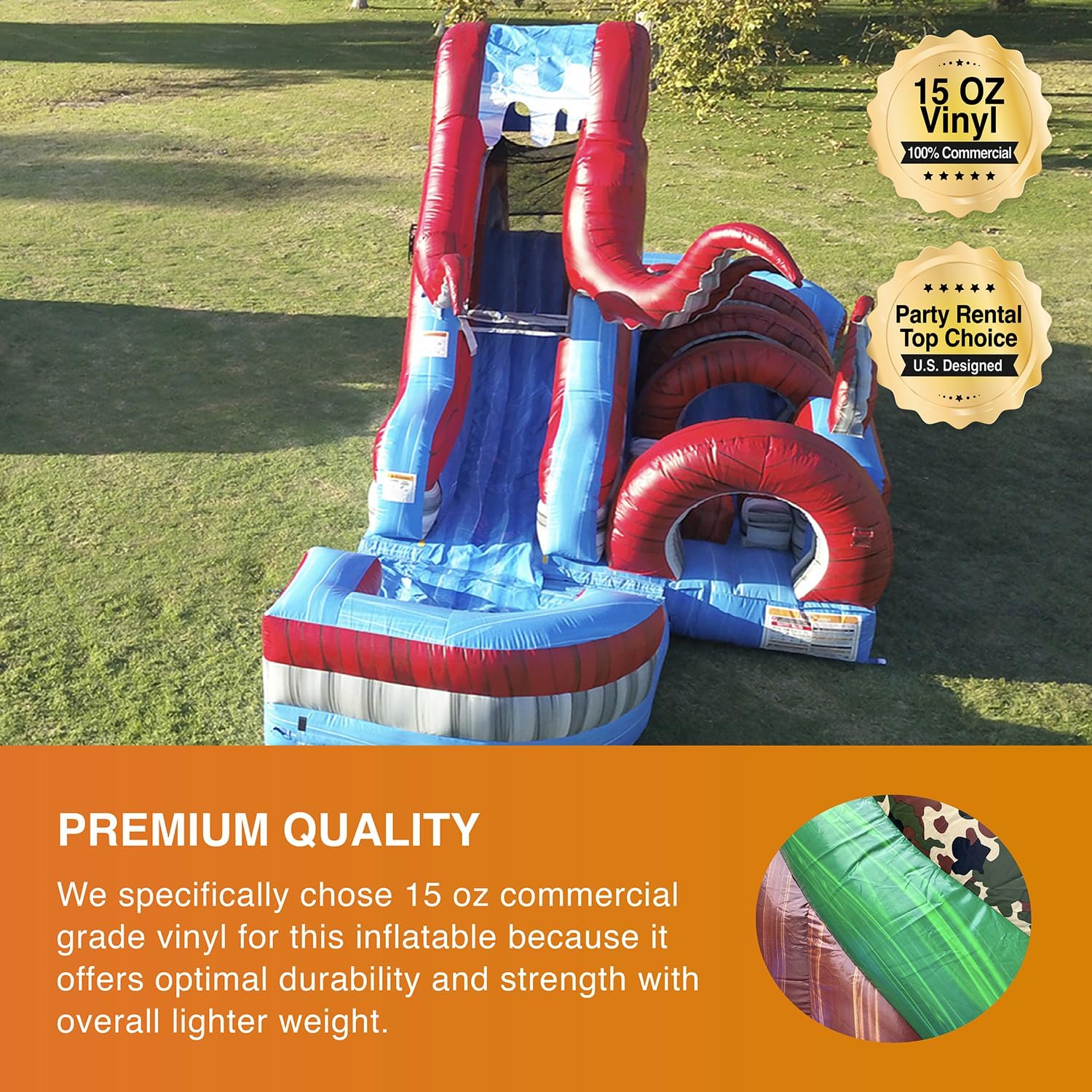 JumpOrange Ocean Battle Commercial Grade Water Slide and Obstacle Course with Pool and Blower, for Kids and Adults, Pop Ups, Summer Fun, Wet Dry Combo, Rental Quality, Outdoors (Right Piece)