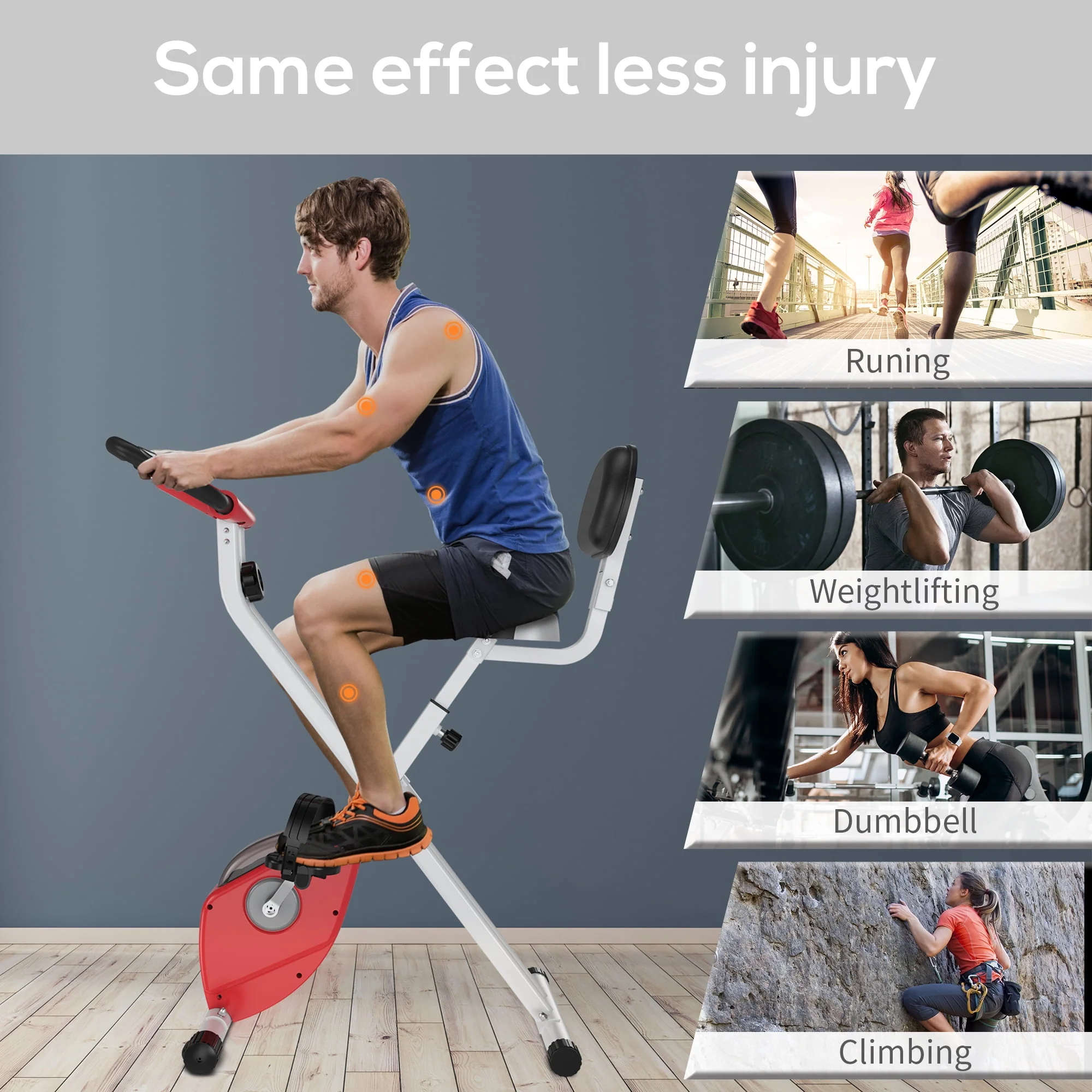 Soozier Folding Upright Training Stationary Indoor Bike with 8 Levels of Magnetic Resistance for Aerobic Exercise