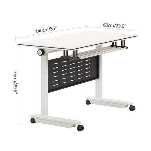 Conference Room Table,Mobile Folding Conference Table with Wheels,Flip Top Rolling Seminar Meeting Table Save Space Design for Office/Meeting Room/Classr (4PCS)