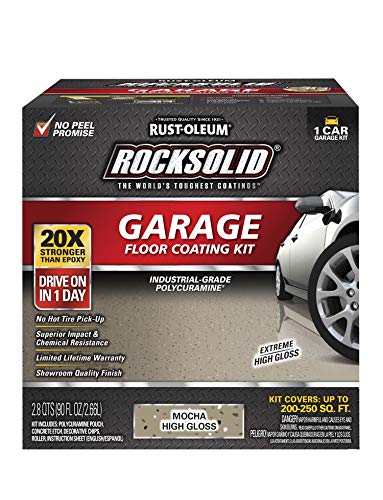 Rust-Oleum 293513 RockSolid Polycuramine Garage Floor Coating, 2.5 Car Kit, High Gloss Gray