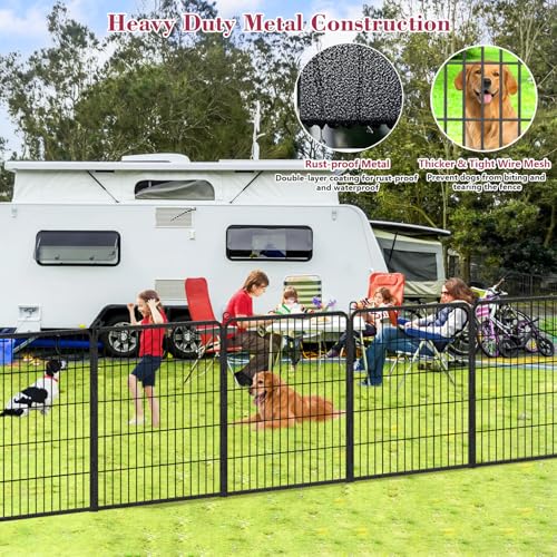 Dog Playpen, 32inch 10 Panels Outdoor Dog Fence Indoor Dog Pen Anti-Rust Pet Puppy Pen Dog Exercise Pen with Lock for Medium Small Dogs, Portable Pet Fence for Yard RV Camping