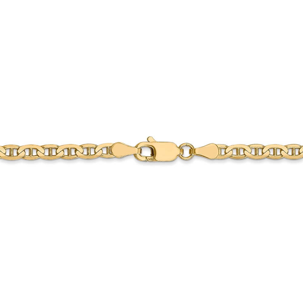 Leslie's Real 14kt Yellow Gold 3mm Concave Anchor Chain; 22 inch; Lobster Clasp; for Adults and Teens; for Women and Men