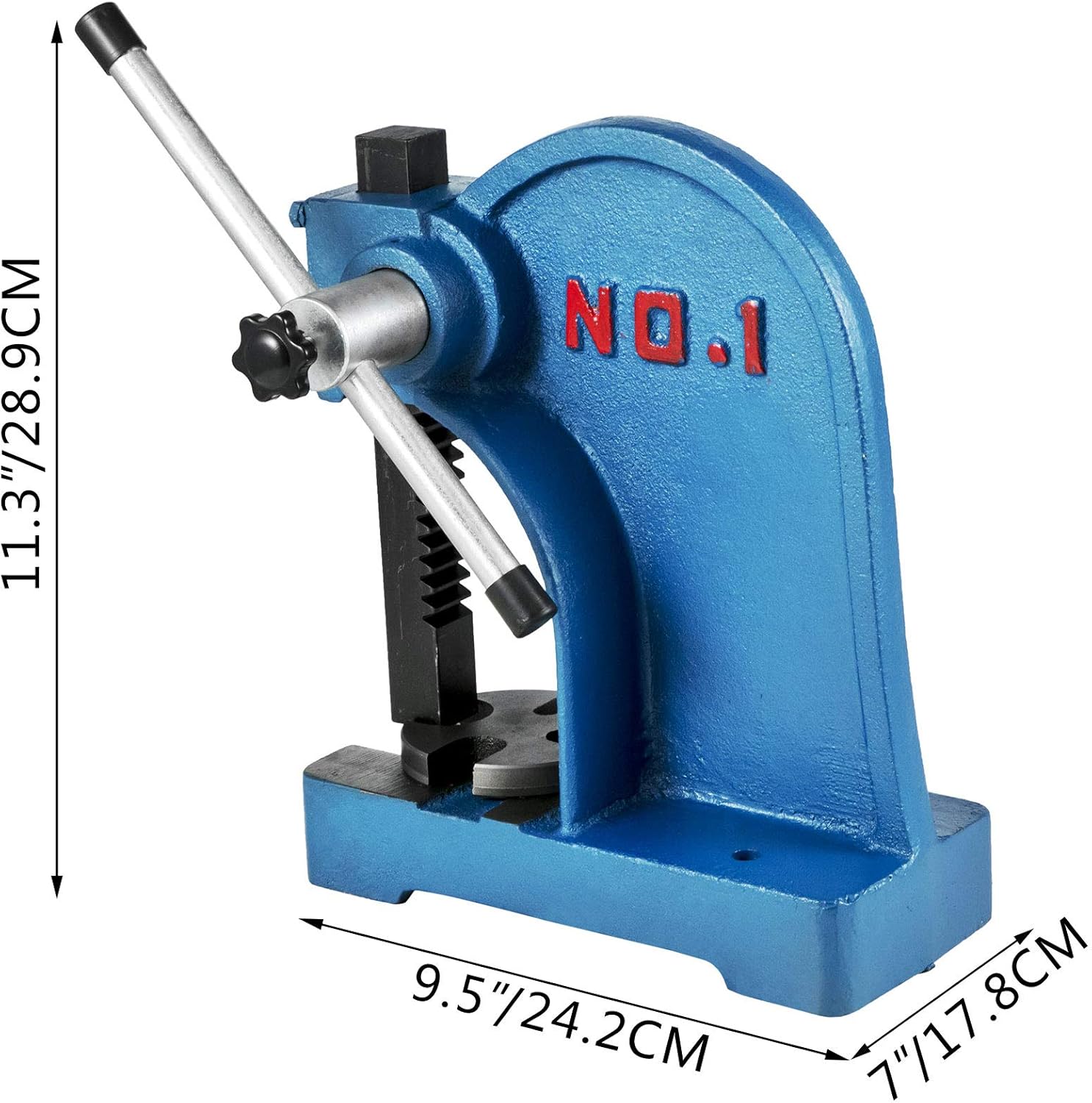 BestEquip Manual Arbor Press 1 Ton, Heavy Duty Arbor Press with 4-5/8 Inch Maximum Height, Manual Desktop Arbor Press Cast Iron Material, for Riveting Punching Holes