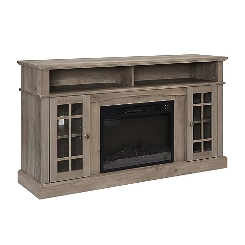 KUIKUI Electric Fireplace TV Stand for TVs up to 65", Electric Fireplace Stoves TV Console with Storage Space, Antique Entertainment Console Center with 23" Fireplace Insert for Living Room, Espresso