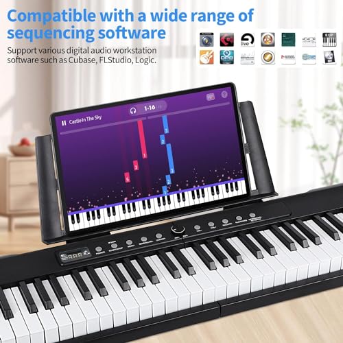 88 Key Piano Keyboard,Beginner Electric Digital Piano with Semi Weighted Keys,Keyboard Piano withSustain Pedal, Power Supply, Stand, Carrying Case,Headphones