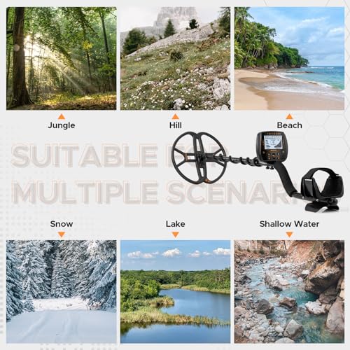 13" Metal Detector for Adults Professional, Double-D Waterproof Search Coil Gold Finder with Pinpoint, High Sensitivity DISC Mode, LCD Backlight Display Gold Detector