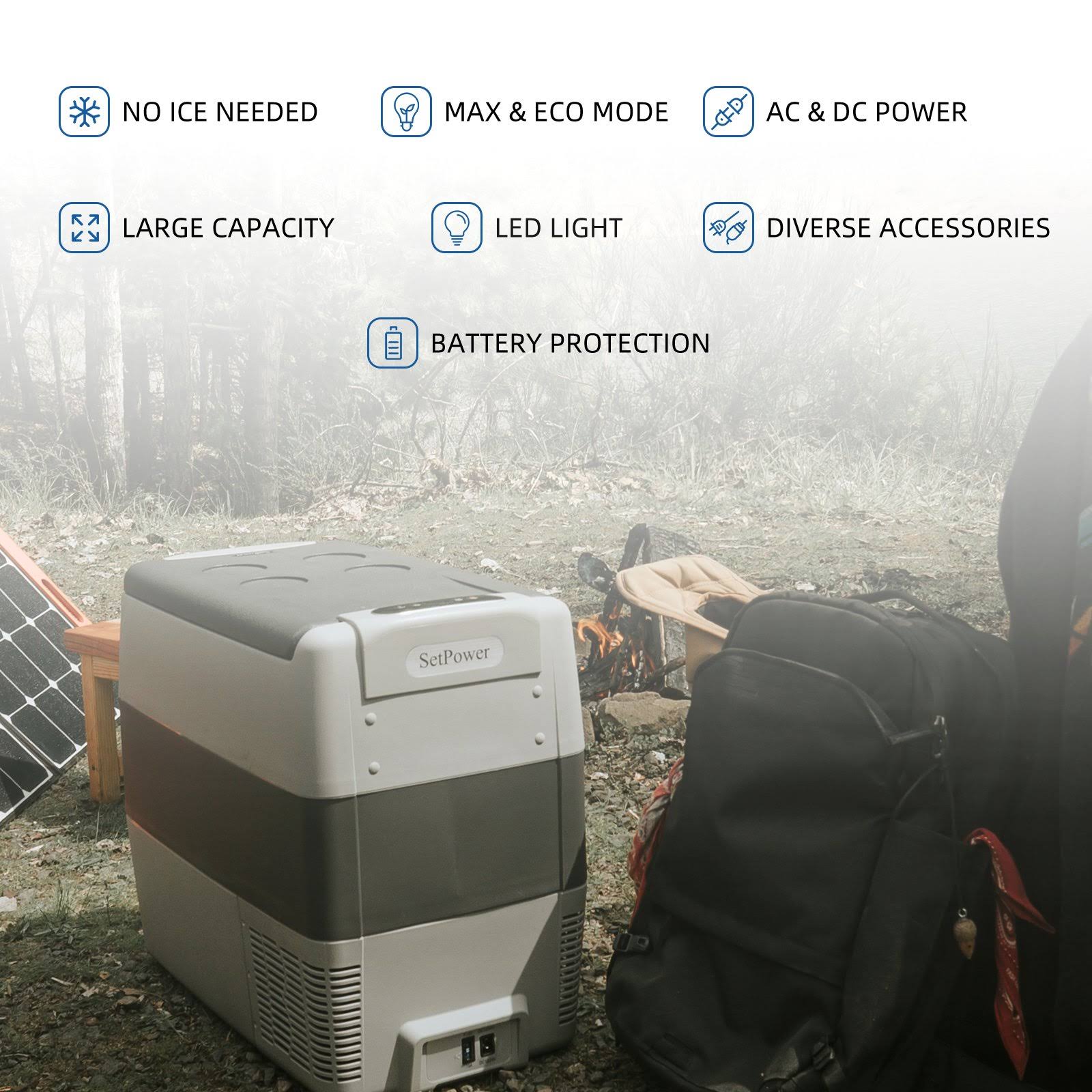 Setpower AJ40 42 Quarts Portable Freezer Fridge 12V Cooler, 0-50, DC 12/24v, AC 110-240v, Car Fridge Compact Refrigerator, for T