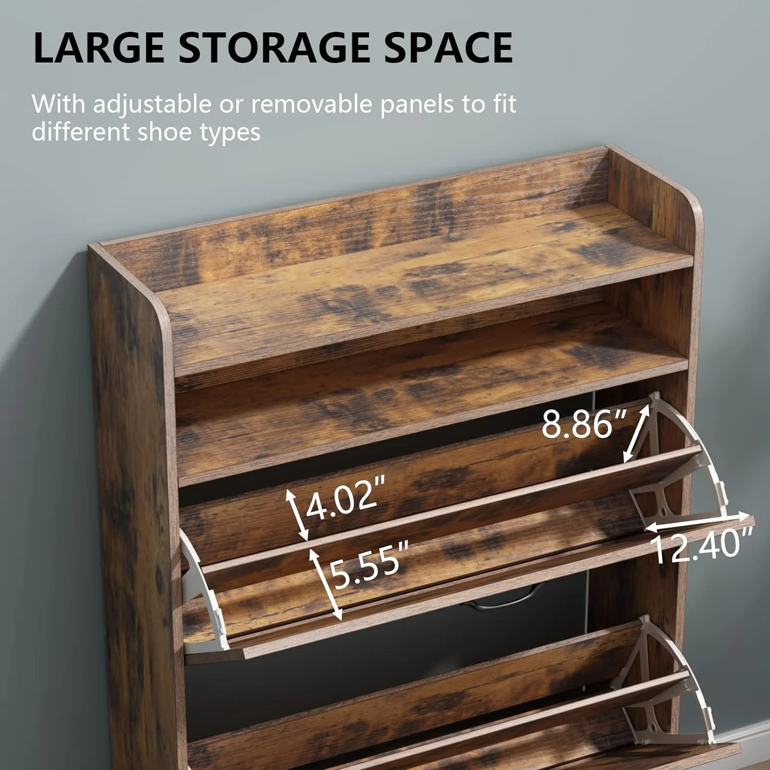 HOOMHIBIU Shoe  Cabinet with 2 Flip Drawers  Freestanding Tipping Bucket Shoe Organizer Cabinet Narrow Hidden Shoe Rack Cabinet with  Cubby for Entryway Slim