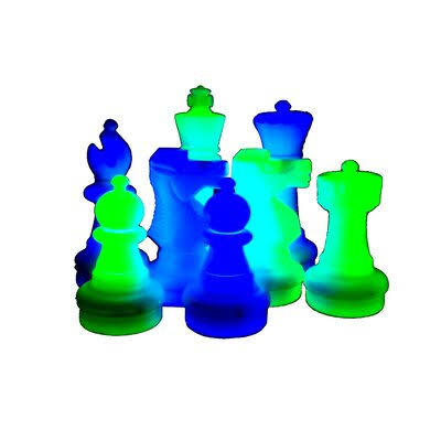 2' Tall Light-Up Giant Chess Set - Night Use - 2 White Sides Light Red and White MegaChess Color: Blue/Green