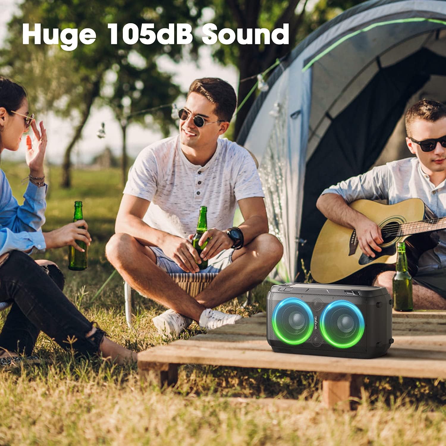 W-KING 80W Bluetooth Speaker Loud, Super Rich Bass, Huge 105dB Sound Portable Party Speakers, Mixed Color LED Lights, 12000mAH Battery, Bluetooth 5.0, USB Playback, TF Card, Non-Waterproof