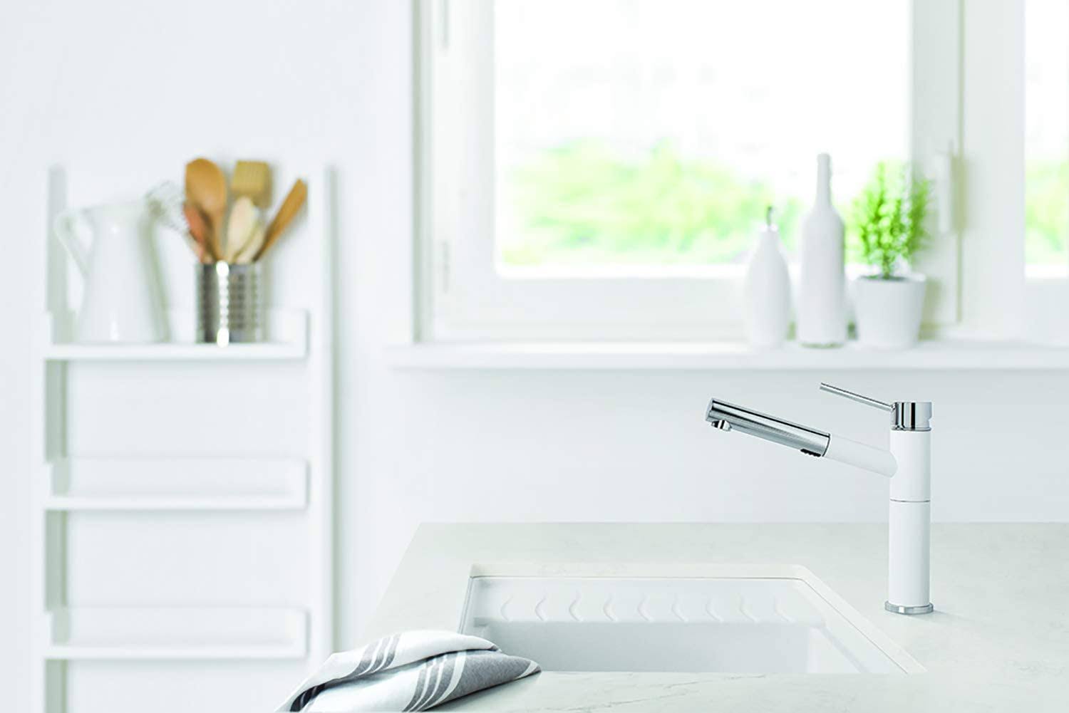 Blanco Alta Pull Out Spray Kitchen Faucet, White 441621