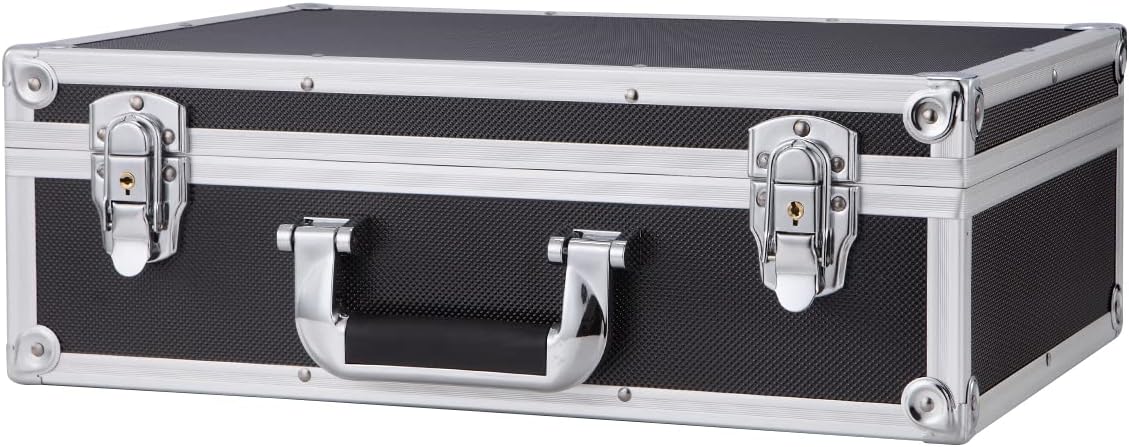 Medium Aluminum Hard Case Briefcase Toolbox Storage Box Tool Case Black Carrying Case Briefcase