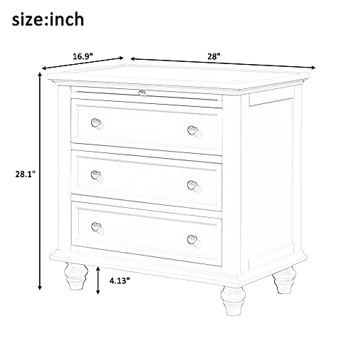 3-Drawer Bedroom Nightstand Storage Cabinet, Bedside Table End Table with Pull Out Tray, Modern Wooden Side Table Dresser for Bedroom Hallway Living Room (Black)