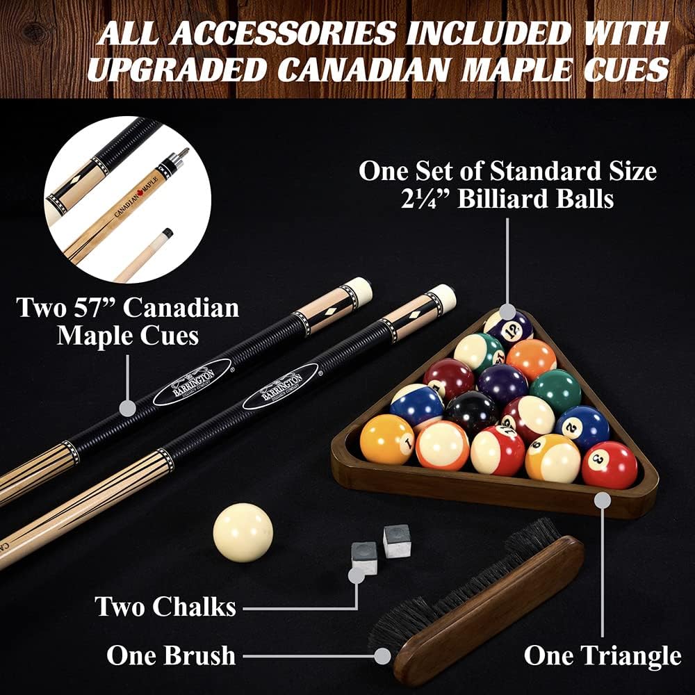 Barrington Billiards 8' Urban Slate-Tech Drop Pocket Table with Pool Ball and Cue Stick Set