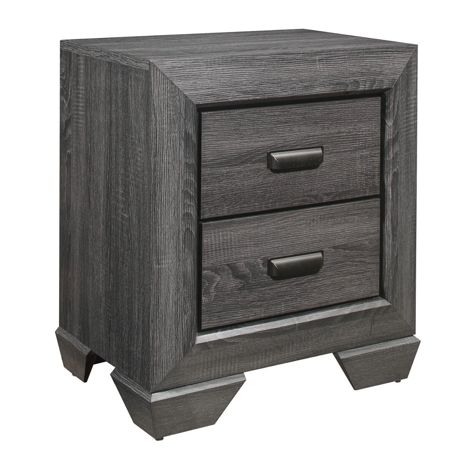 Contemporary 5pc Queen Size Bedroom Set Gray Finish Bed Dresser Mirror Nightstand Wooden Bedroom Furniture