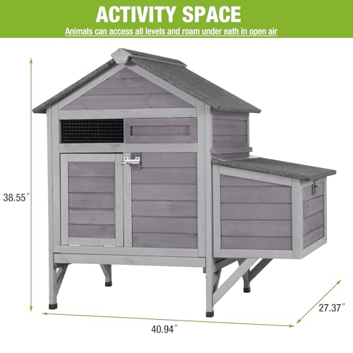 GUTINNEEN Chicken Coop Outdoor Chicken House with Nesting Box Waterproof Duck Coop for Backyard.Raise Legs