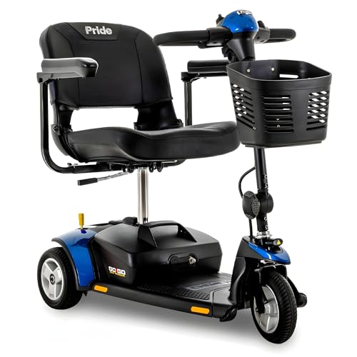 Pride Mobility Go Go Elite Traveller 3-Wheel Scooter - Travel Mobility for Adults, 18 Ah Battery, 300 Lbs Weight Capacity, Blue, Seat Dimensions - 17" W x 17" D - SC40E-18AH