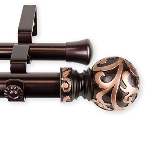 Rod Desyne 1" Cypress Double Curtain Rod, 160-240", Gold