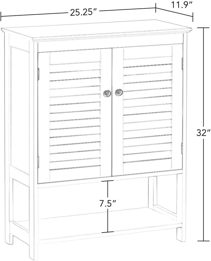 RiverRidge, White Ellsworth Two-Door Floor Cabinet with Open Shelf, Size