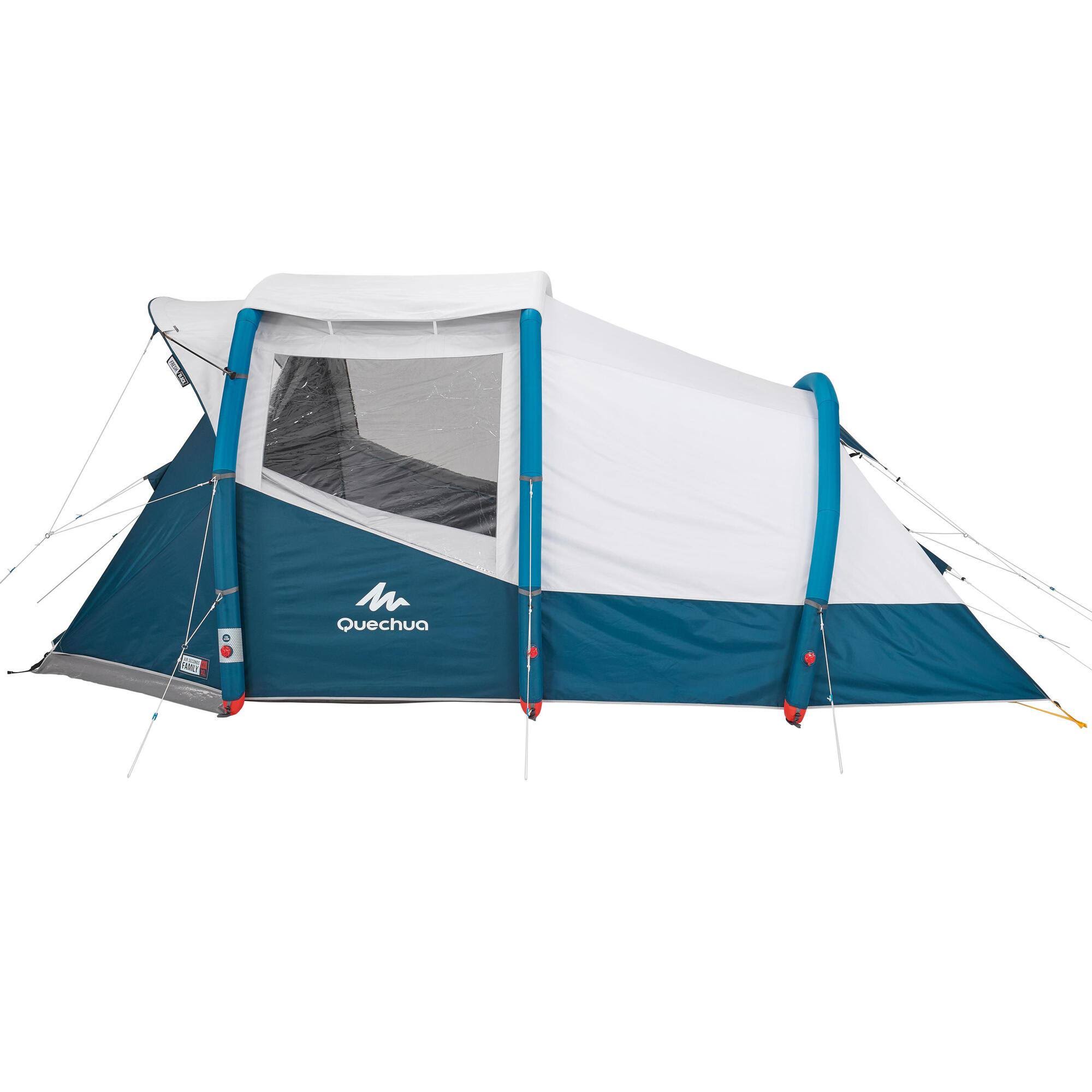 Quechua Camping Tent Air Seconds 4.1 Fresh u0026 Black Inflatable | 4 Persons 1 Bedroom in Storm Gray, Size All Other States
