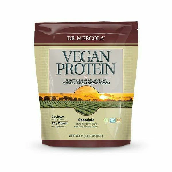 Vegan Protein Powder: Chocolate 26.4 oz by Dr. Mercola - Kansas Nuitrition - HNZSDS