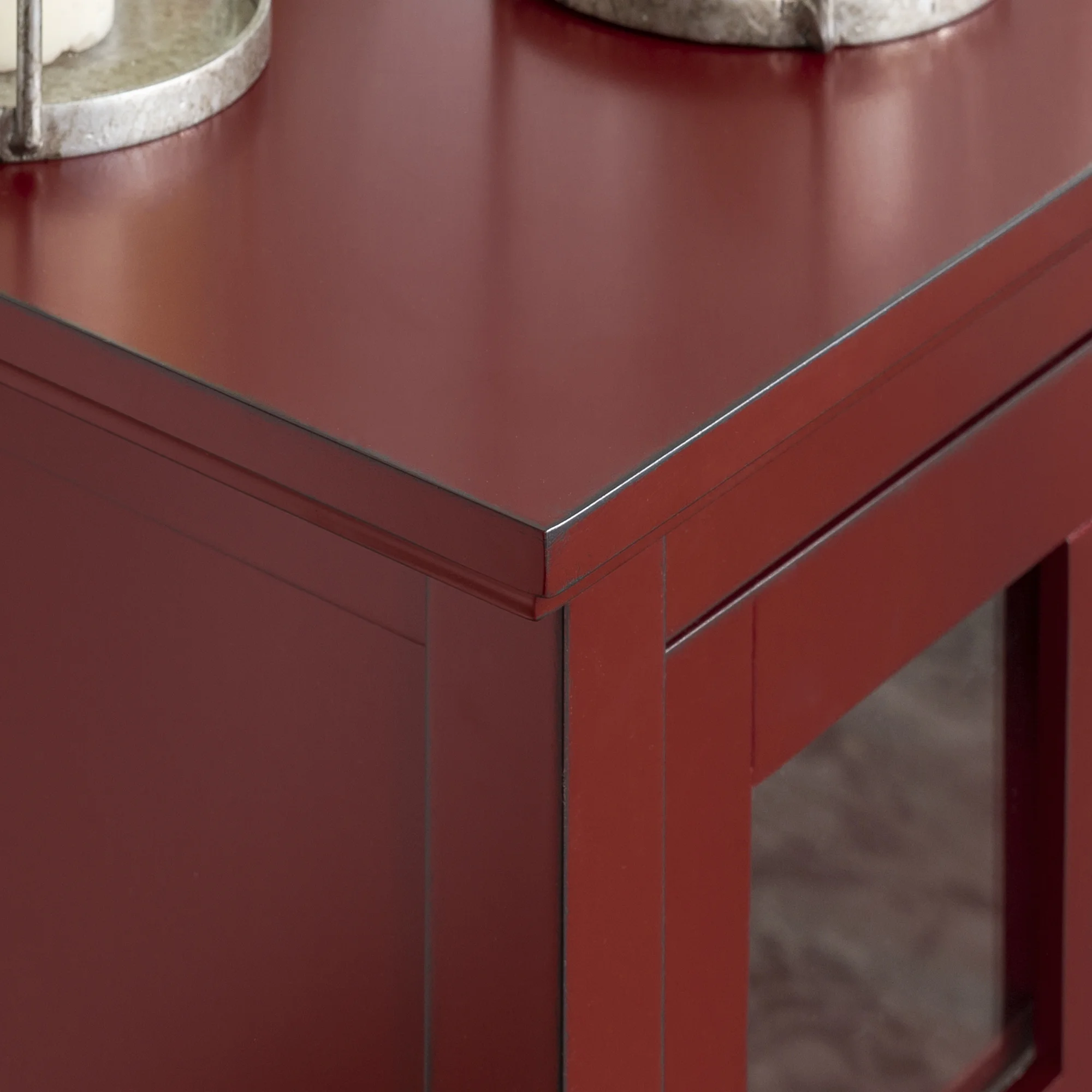 52" Wood Console Table TV Stand - Antique Red