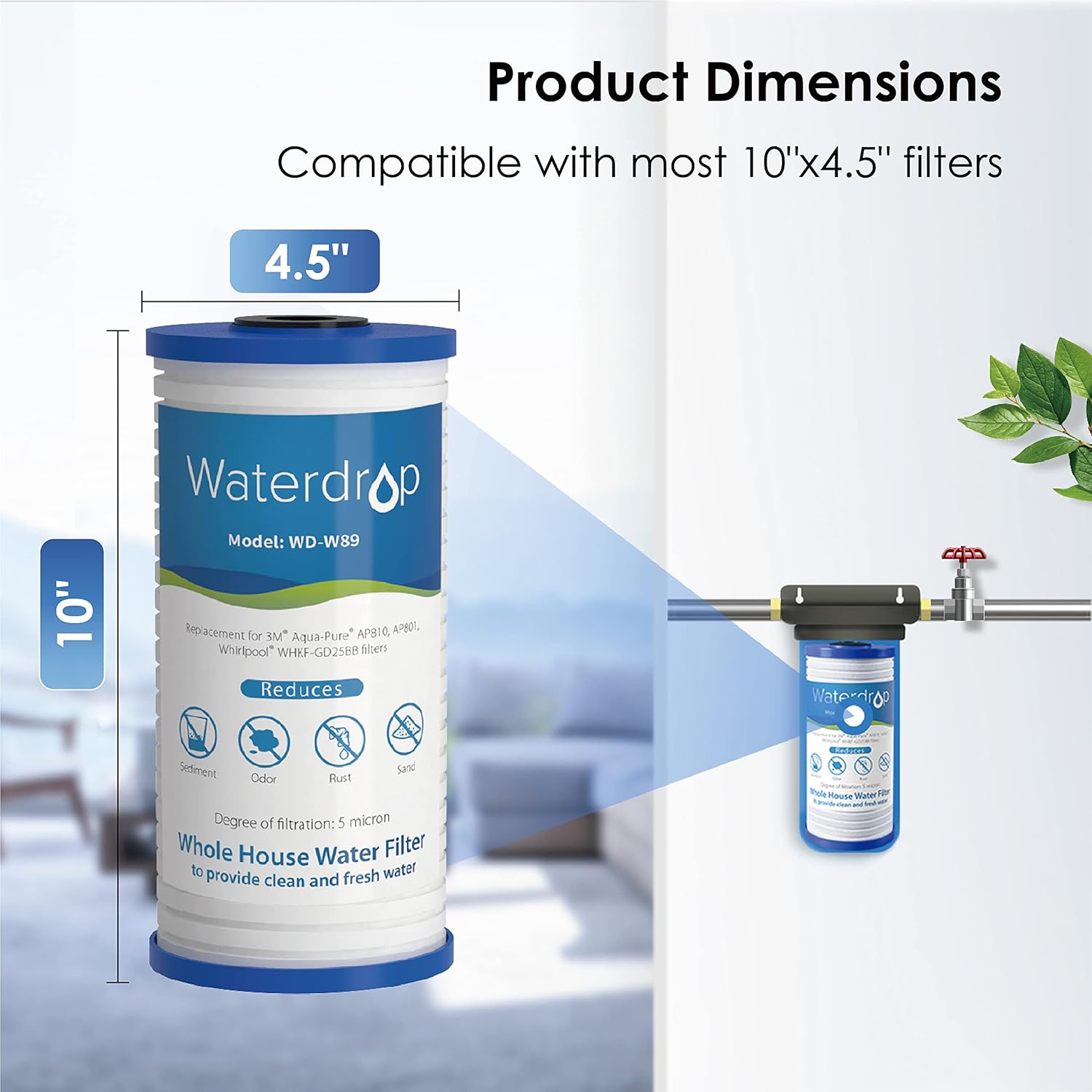 Waterdrop X12 Reverse Osmosis System with Waterdrop AP810 Whole House Water Filter, Bundle