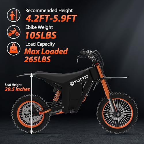 Electric Dirt Bike Teens Adults - 48V 21AH Electric Bicycle 14"/12" Fat Tire Off Road High Torque Mini E Motocross Motorcycle Dirt Bike