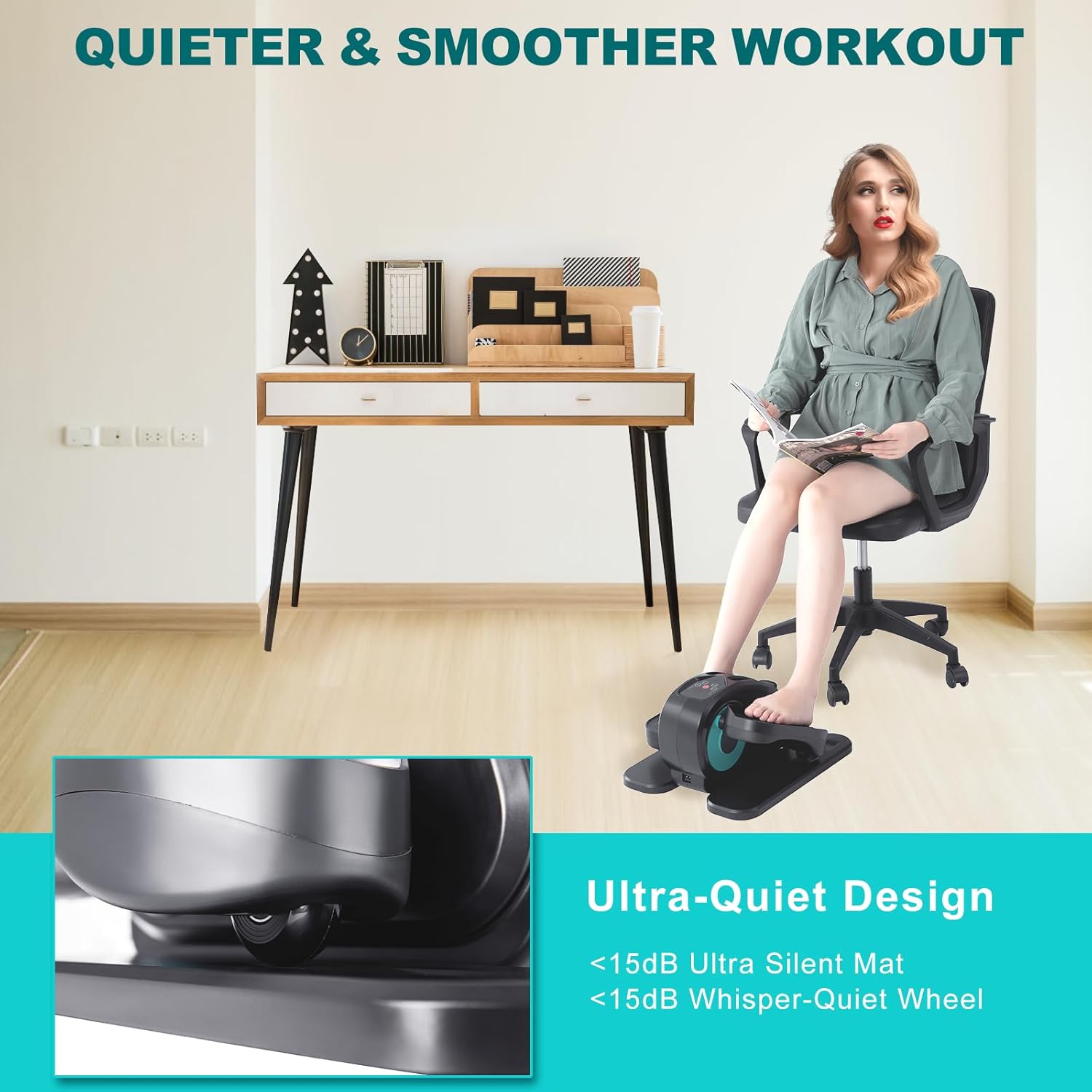 Under Desk Elliptical, Electric Seated Pedal Exerciser, Quiet & Compact Mini Ellipse Leg Exerciser with LCD Monitor, Remote Control and 5-Level Adjustable Speeds, Elliptical Machine for Home