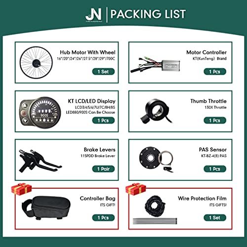 Electric Bike Conversion Kit 48V 1000W/1500W Electric Bicycle Conversion Kit, E-Bike Cassette Rear Wheel Conversion Kit,16"/20"/24"/26"/27.5"/28"/29"/700C Powerful Rear Hub Motor Kit
