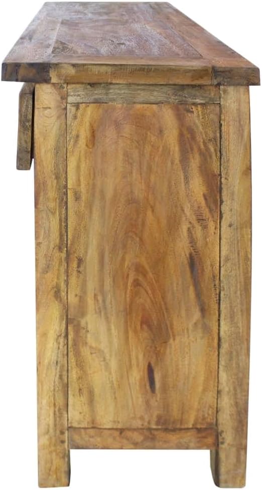 Farmhouse Style Rustic Sideboard - Reclaimed Solid Wood Console Table for Narrow Storage Cabinet - Vintage Charm and Elegance in Reclaimed Wood Furniture-Brown
