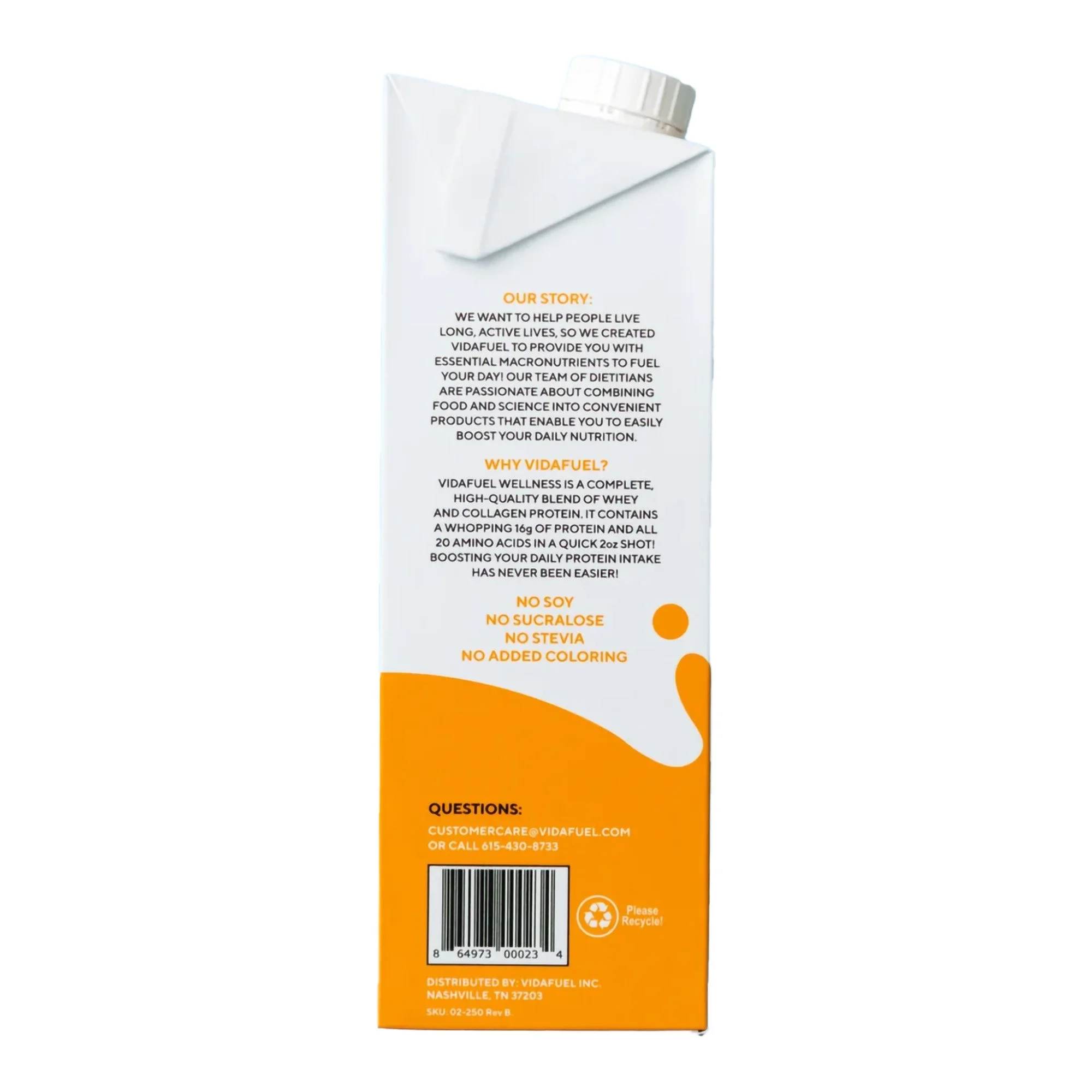Vida Fuel Wellness Protein Oral Supplement Citrus Burst Flavor 32 oz Reclosable Carton 1 Count