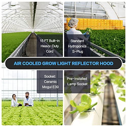 iPower Horticulture 400W HPS Grow Light Kit, 6" Hydroponics Air Cooled Reflector, Digital Dimmable Electronic Ballast, High Pressure Sodium Bulb, Plug-in Mechanical Timer