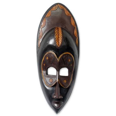 NOVICA African Mena Wood Mask Wall Décor